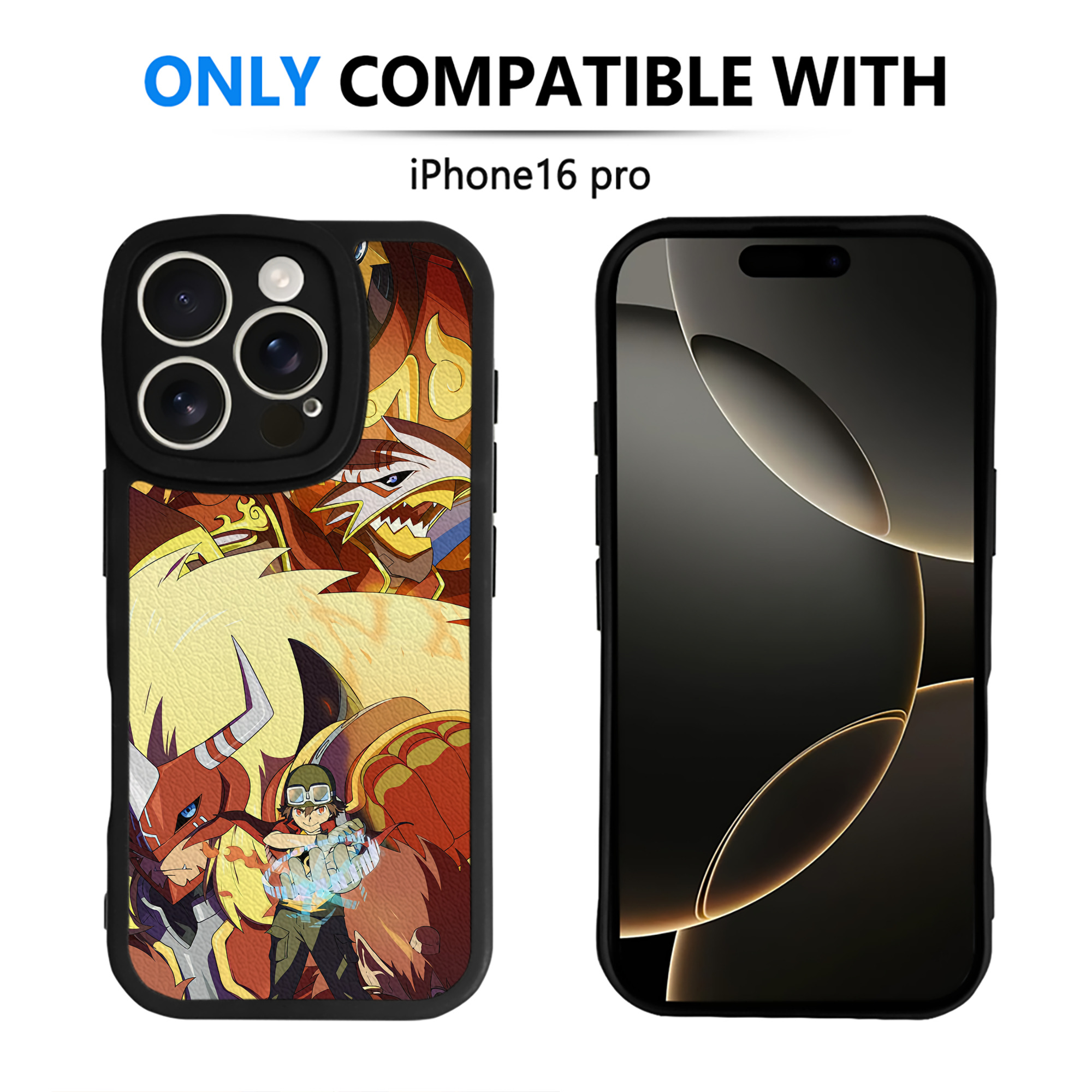 （画像用） Digimon デジタルモンスター/デジモン 【iPhone 16シリーズ対応】シリコンスマホケース（レザー調） 材質：シリコン